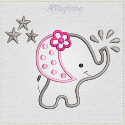 Baby Elephant with Stars embroidery design, photo 2