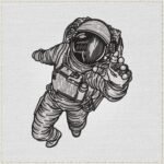 Diseño de bordado de cosmonauta en el espacio