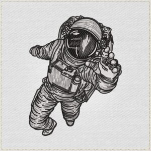 Diseño de bordado de cosmonauta en el espacio