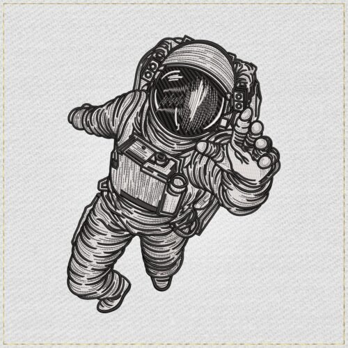 Diseño de bordado de cosmonauta en el espacio
