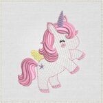 Diseño de bordado de lindo unicornio - Sketch