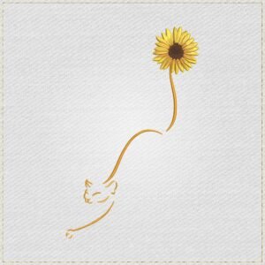 Diseño de bordado de gato girasol