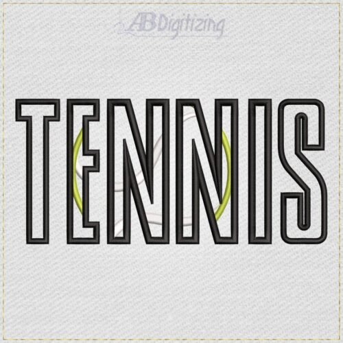 Diseño de bordado de palabra TENNIS y pelota en aplique, foto 2