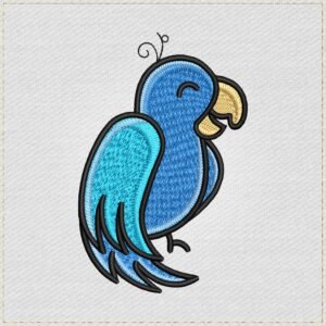 Diseño de bordado de loro azul