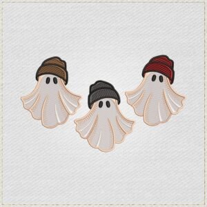 Diseño de bordado de fantasmas con gorros