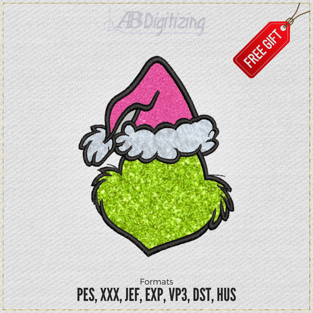 embroidery file formats Grinch Hand and Faces mockup sample