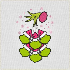 Grinch Hand and Faces Embroidery Design