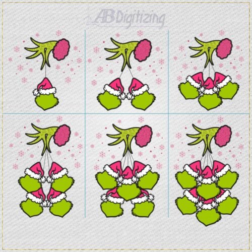 Diseño de bordado de la mano y las caras del Grinch, foto 2