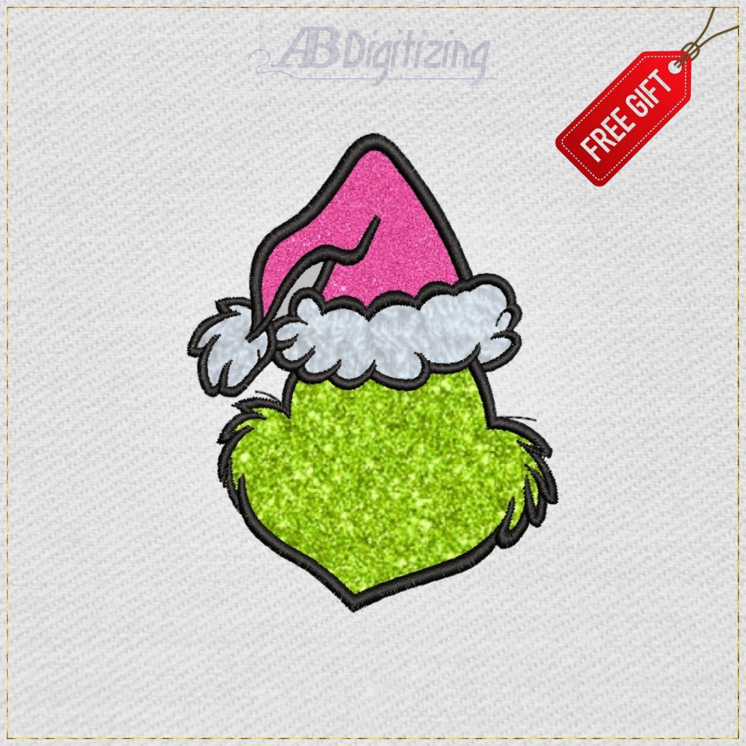 Formatos de archivo de bordado, maqueta de muestra de la mano y las caras del Grinch