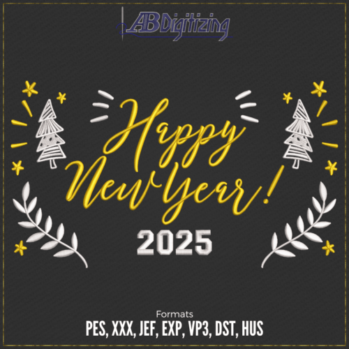 Happy New Year 2025 Embroidery Design Product image 01