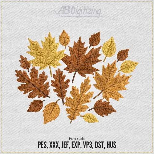 Autumn Leaves Cluster Embroidery Design
