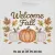 Welcome Fall Script with Pumpkins Embroidery Design