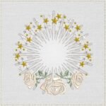 Diseño de bordado de marco monograma celestial con rosas