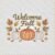 Diseño de bordado de Welcome Fall en cursiva con calabazas