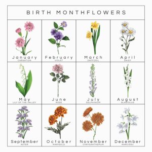 Birth Flowers Embroidery Design