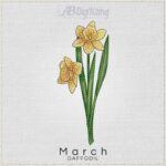 March Daffodil Flower Embroidery Design