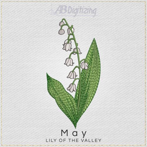 May Lily of the Valley Flower Embroidery Design