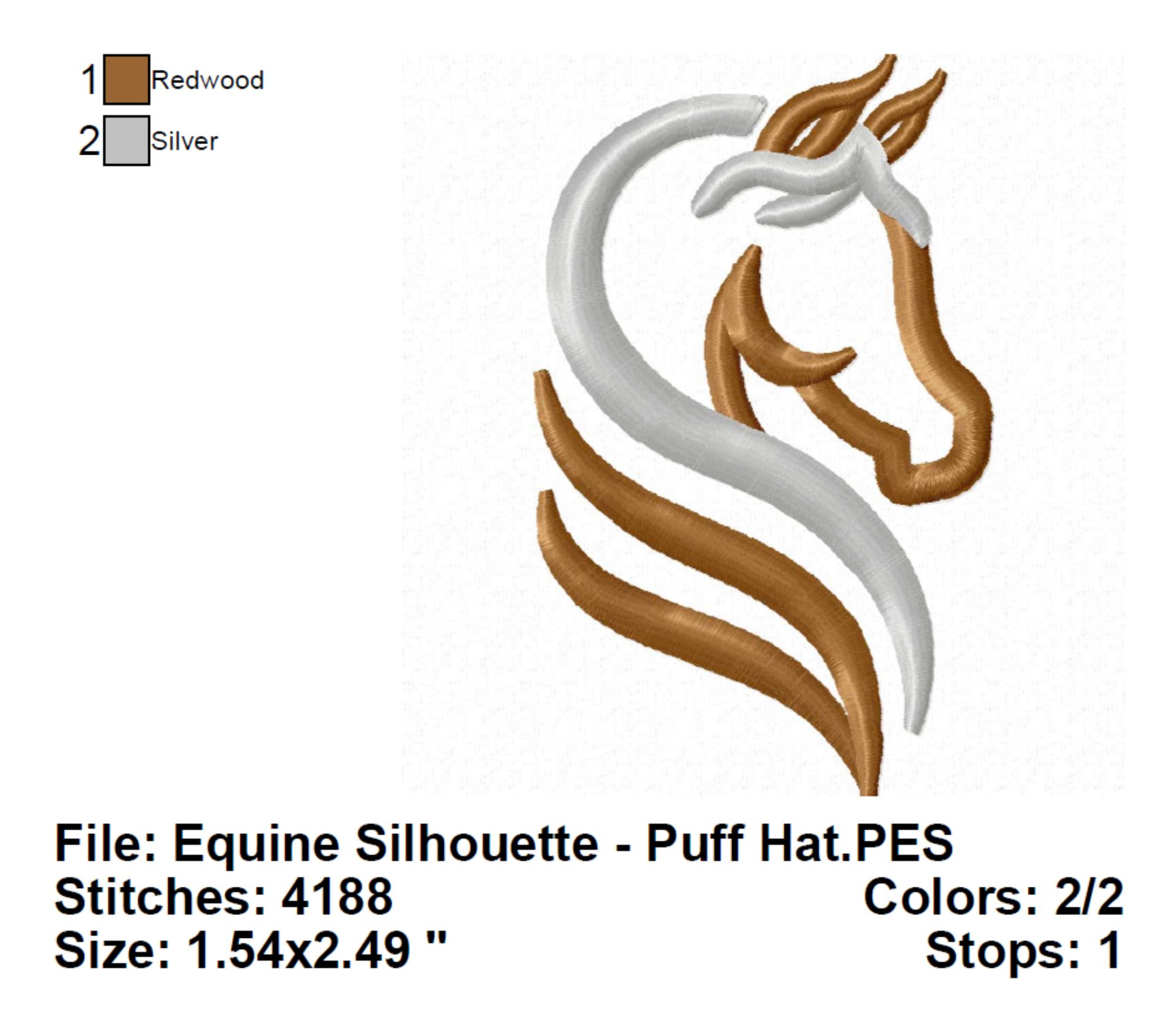 3D Equine Silhouette Embroidery Design