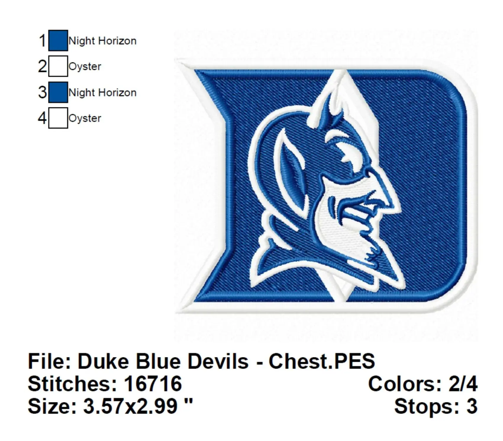 Duke Blue Devils Logo Embroidery Design info