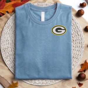 Green Bay Packers embroidery design on blue shirt