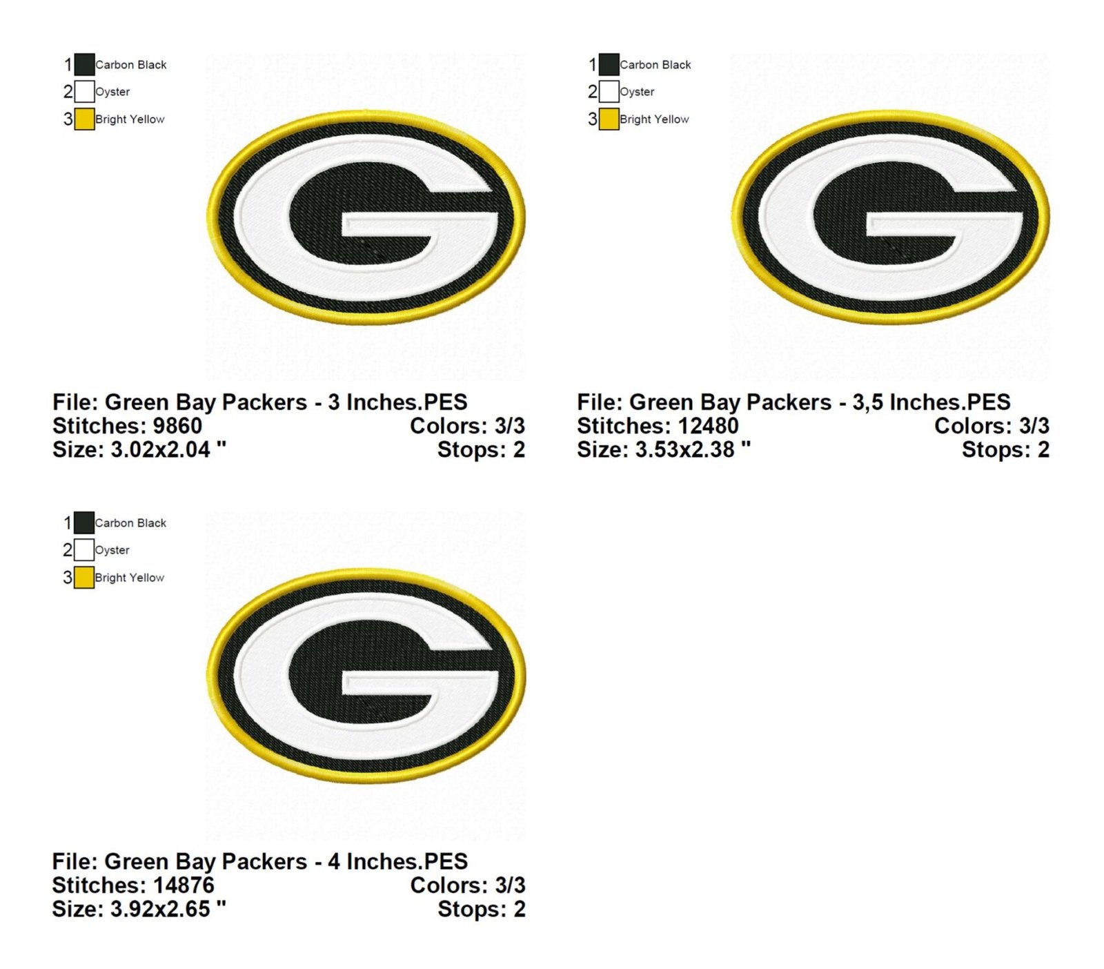 Green Bay Packers embroidery design Info