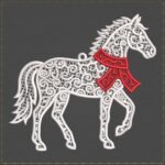 Christmas Horse Ornament FSL Embroidery Design