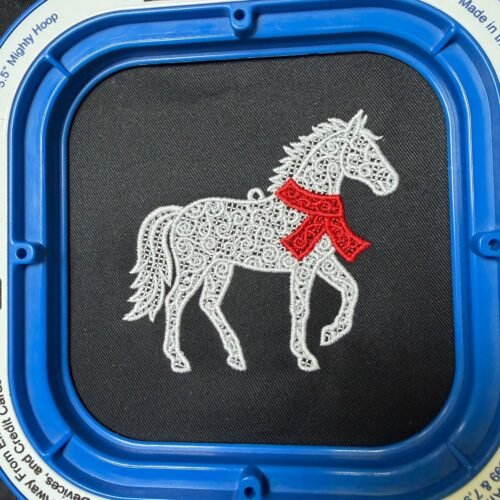 Christmas Horse Ornament FSL Embroidery Design