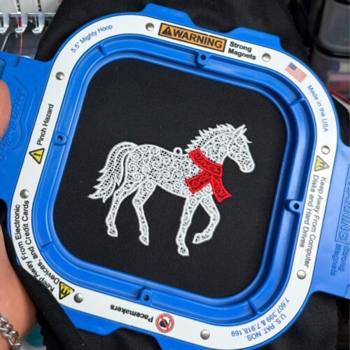 Christmas Horse Ornament FSL Embroidery Design mockup - 03