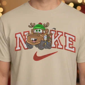 Christmas Tow Mater Nike Swoosh Embroidery Design Mockup