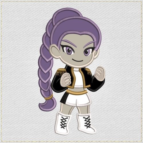 Rumi Kpop Chibi Girl Applique Emboridery Design