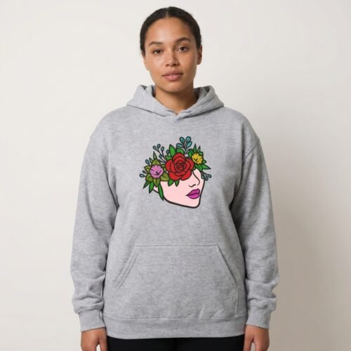 Floral Woman Face Applique Embroidery Design