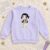 Zoey Kpop Chibi Applique embroidery design stitched on a kids sweatshirt
