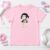 Zoey Kpop Chibi Applique embroidery design stitched on a kids t-shirt