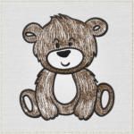 Cute Sitting Teddy Bear Embroidery Design