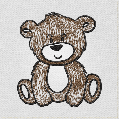 Cute Sitting Teddy Bear - Main 2 Light embroidery designs