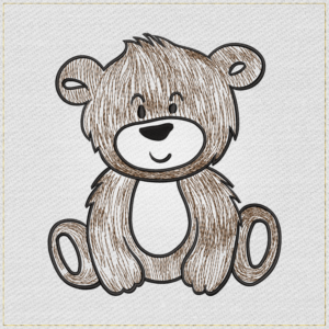 Cute Sitting Teddy Bear - Main Light embroidery design variant