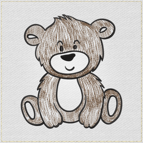 Cute Sitting Teddy Bear - Main Light embroidery design variant
