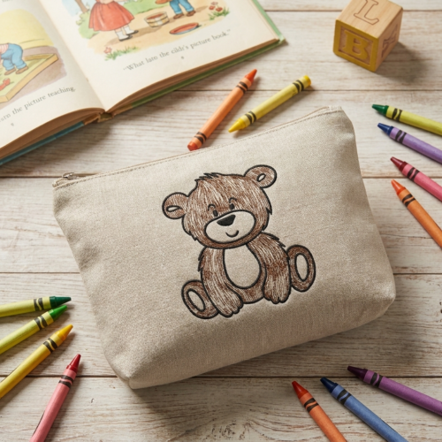 Cute Sitting Teddy Bear - mockup_2 embroidery design variant