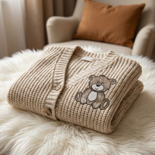 Cute Sitting Teddy Bear - mockup_3 embroidery design variant