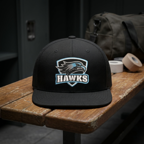 Harlan Hawks School Mascot - Hat - mockup_2 embroidery design variant