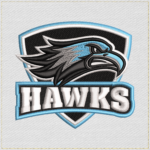Harlan Hawks Mascot Logo Hat Embroidery Design