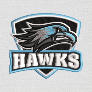 Harlan Hawks School Mascot - Main Light embroidery designs