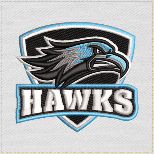 Harlan Hawks School Mascot - Main Light embroidery designs