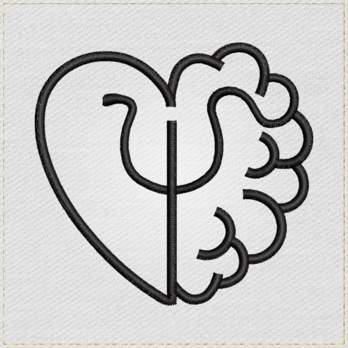 Heart Brain Psychology Symbol - Main Light embroidery designs