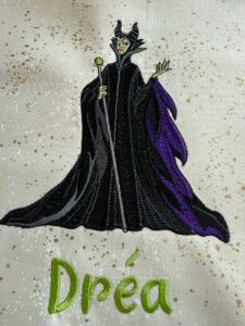 Customer photo, Maleficent Embroidery Design