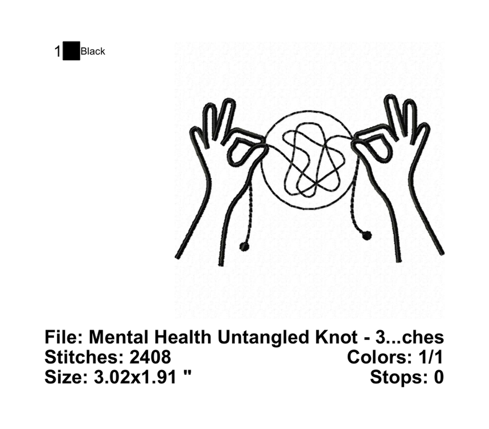 Mental Health Untangled Knot - Info Embroider Design Info