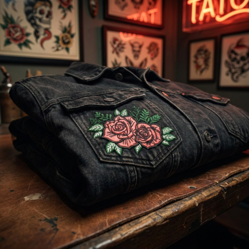 Old School Tattoo Roses - mockup_1 embroidery design variant