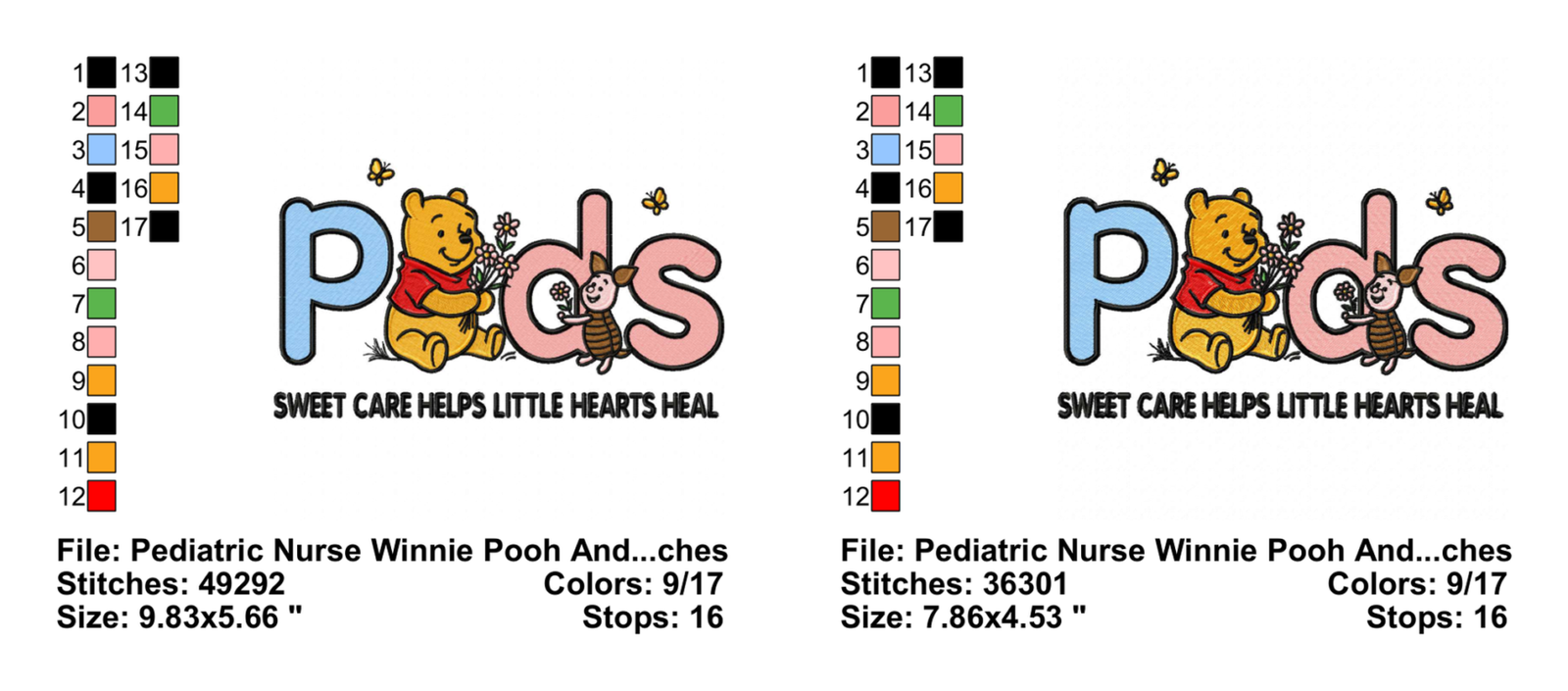 Pediatric Nurse Winnie Pooh And Piglet - Info Embroider Design Info