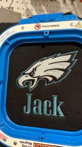 Customer photo, Philadelphia Eagles Embroidery Design – LC