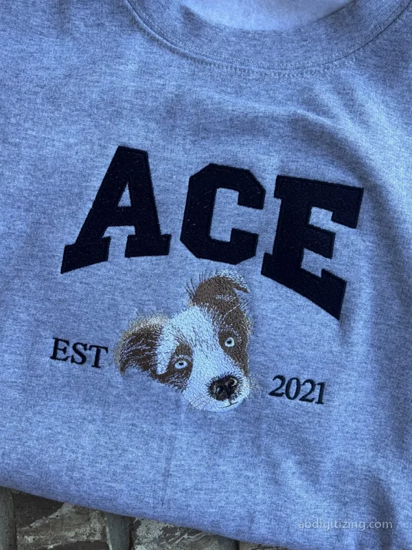 reallistic embroidery design of a cute dog